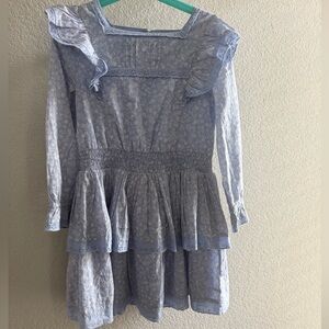 Mini Boden size 6-7 blue floral ruffle like new summer dress long sleeve